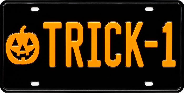 TRICK-1 trick or treat license plate